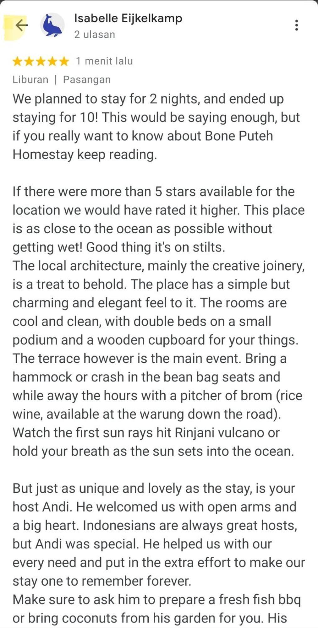 Boneputeh Homestay Taliwang Exterior photo